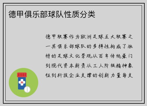 德甲俱乐部球队性质分类